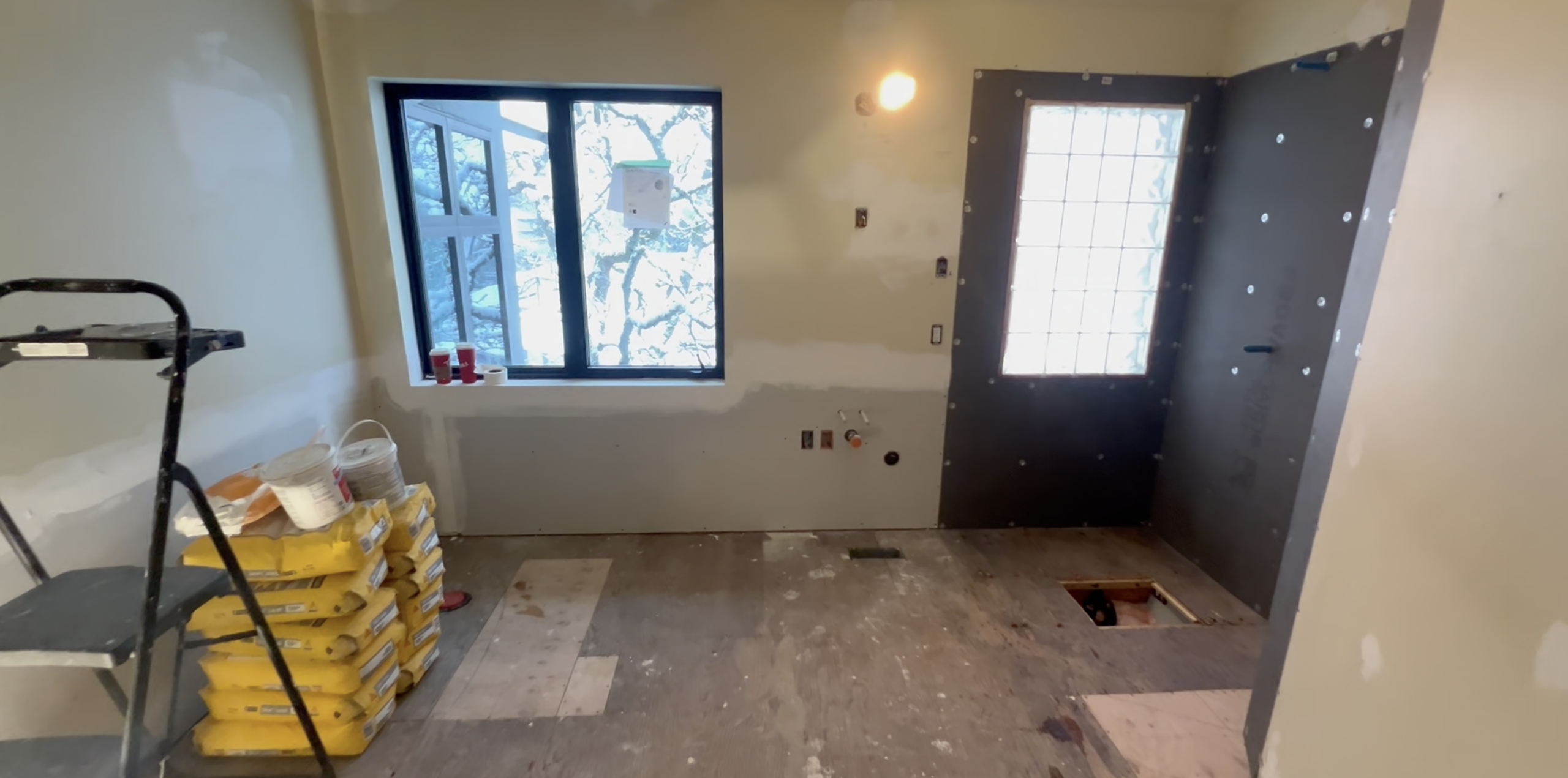 Warm Stone style — natural travertine-look tile installation by Top Tile BC Service Victoria